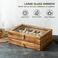 thumbnail image 4 of Fine Silverware Box with Glass Lid, 2-Layer Wooden Silverware Chest with Drawer, 14.5×10.6 Inches Vintage Style Decor Flatware Storage Case for Home&Restaurant (Torched Wood), 4 of 6