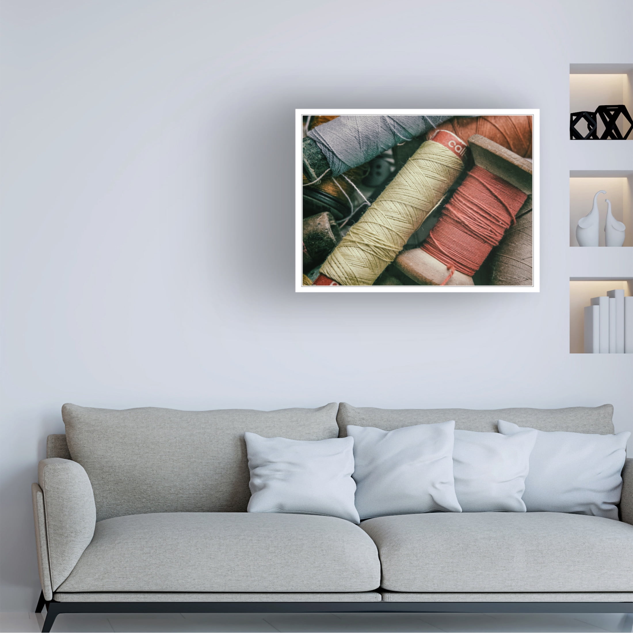 Canvas Wall Art - Yury A Melnikov 'Thread And Sewing Pins 3' Wall Art for Living Room, Bedroom, or Office Décor by Trademark Fine Art - 47 x 35 Inches