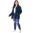 thumbnail image 3 of DARING DIVA Women's Plus Size Drawstring Waist Zip-up Utility Jacket 5X Dark Blue, 3 of 7