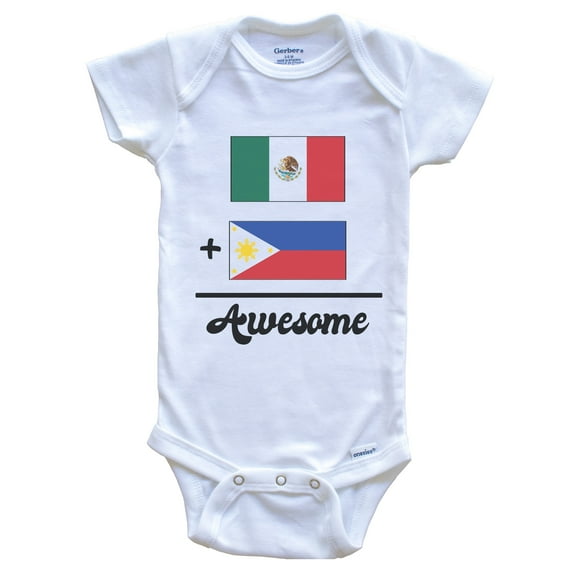 Mexico Plus Philippines Equals Awesome Cute Mexican Filipino Flags One Piece Baby Bodysuit