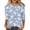 01#Blue, variant on Women's 3/4 Sleeve Round Neck Checkered Daisy Print Casual T‑Shirt Loose Fit Fashion Pullover Top for Spring Summer Daily Wear XL
