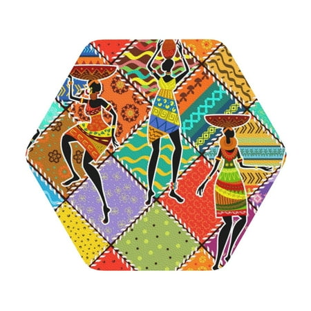 

Cauagu Dancing African Womans for Round Coaster Drink Coasters Set of 4 Leather Bar Beer Beverage Cup Mat for Drinks for Tabletop Protection & Coffee Table Decor