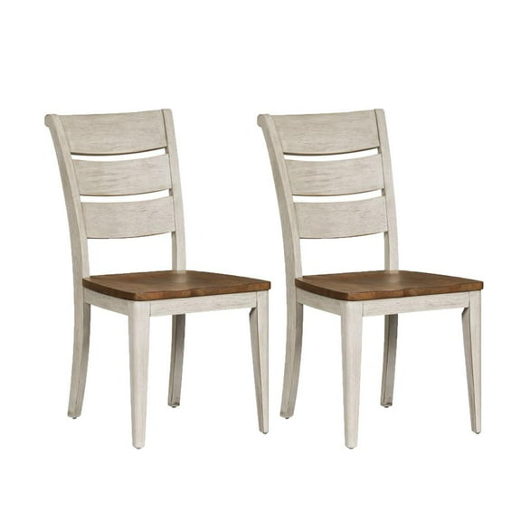 Farmhouse Reimagined White Ladder Back Side Chair (RTA)-Set of 2