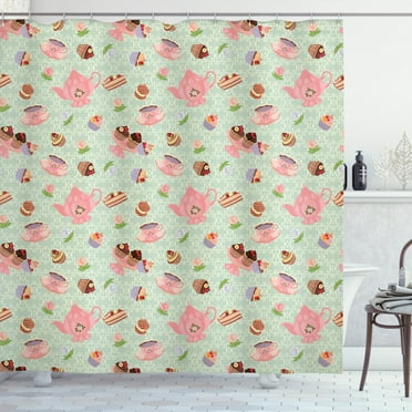 Ambesonne Retro Shower Curtain, Royal Themed Tea Time, 69"Wx70"L, Multicolor
