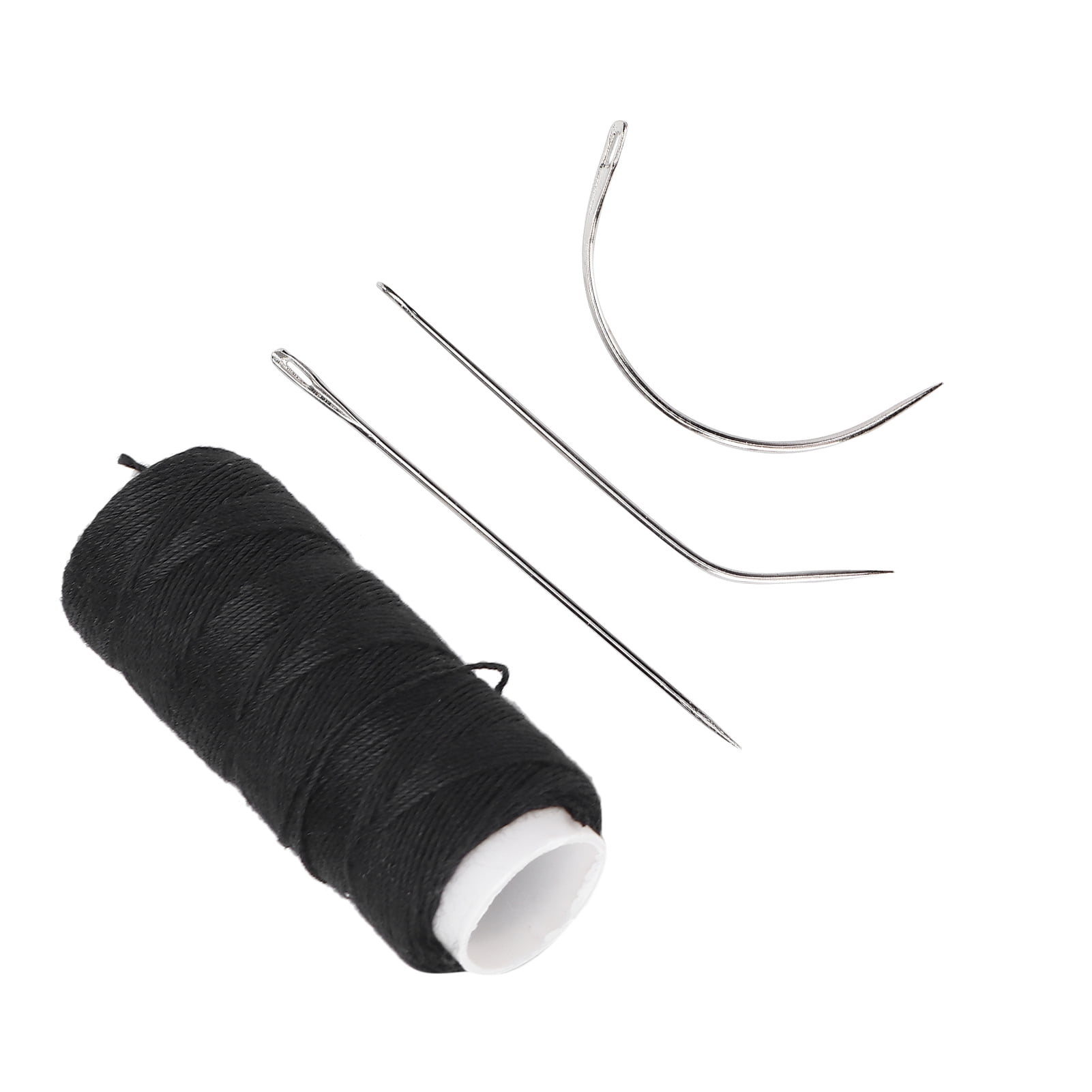 3 Rolls Hair Weaving Threads Making Wigs DIY Hair Extensions Sewing Threads with 7 Pieces C/J/I Shaped Needles Sewing Waxed Thread for Hand Sewing 