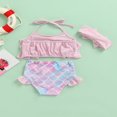 thumbnail image 2 of Kid Swimming Set Ruffle Halter Tops Mermaid Bottom Headband Set, 2 of 6