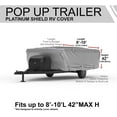 thumbnail image 2 of Platinum Shield Weatherproof RV Cover Compatible with Pop Up Trailer RV 8' - 10' Long - Outdoor - Protect from Water, Snow, Sun - Fleece Lining - Includes Cable Lock, Storage Bag & Wind Straps, 2 of 6