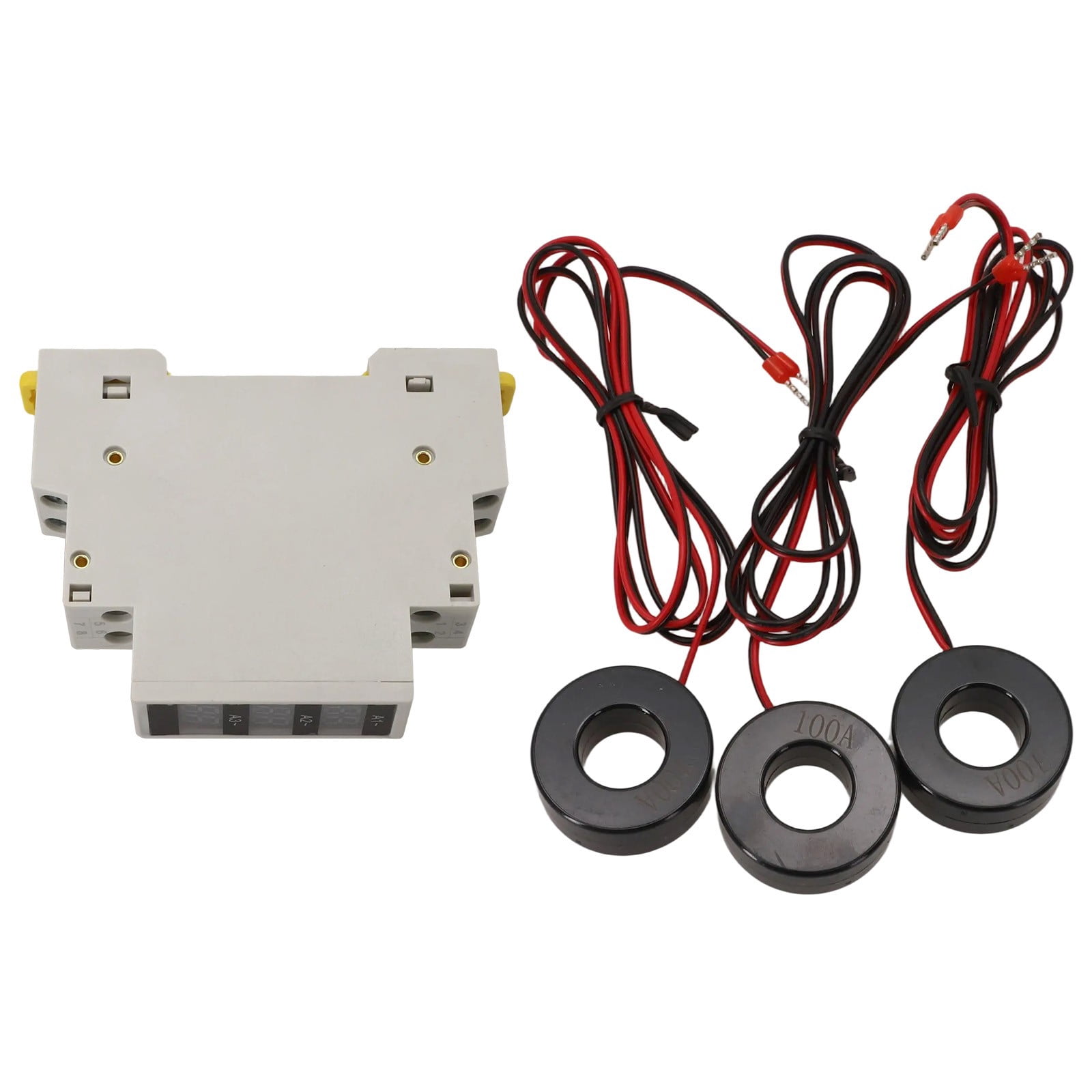 1Pcs Three Phase Modular Ampere Meter Mini Din Rail Digital Display Three-Phase Modular Current Meter Gauge Indicator
