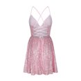 thumbnail image 5 of TMOYZQ Women's Strappy Backless Sequins Dresses Spaghetti Straps Deep V Neck Sleeveless Glitter Bodycon Mini Dresses Cocktail Party Club Homecoming Dresses, 5 of 6