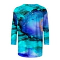 thumbnail image 5 of JURANMO Womens 3/4 Mid-Length Sleeve Shirt 2024 Trendy Marble Print Tee Shirts Summer Trendy 3/4 Length Sleeve Print Top, 5 of 5