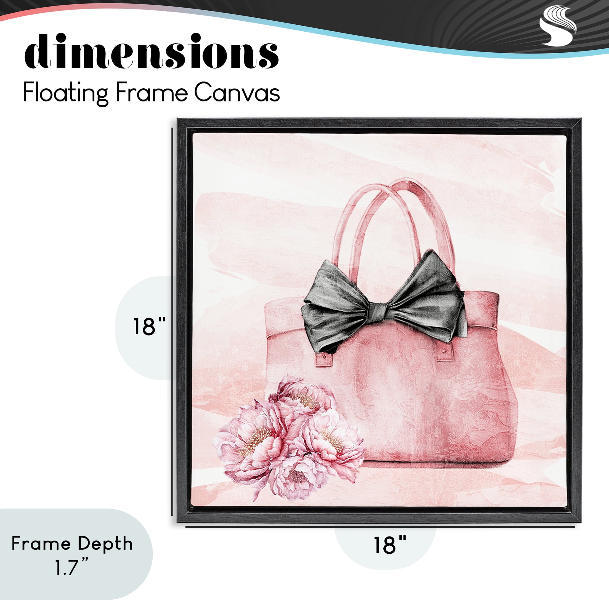 Stupell Industries Blush Glam Time Bag Black Framed Floater Canvas Wall Art, design by Kim Allen