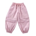 thumbnail image 6 of Hurxie Girls Cargo Pants Jogger Elastic Waist Drawstring with Pockets Uniform Pants Clothes for Teen Girls Pink,5-6 Years, 6 of 6