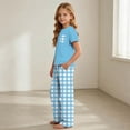 thumbnail image 5 of ITSAME Girls Outfits 2-Piece Crewneck T-Shirt and Plaid Pants Kids Casual Home Clothes Set Light Blue Size 7, 5 of 9