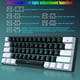 thumbnail image 4 of UHM 60% Teclado Mecánico para Juegos con Cable, Mini Teclado Retroiluminado RGB con Interruptor Azul/teclas Multimedia, Teclado Pequeño Ultracompacto Impermeable de 61 Teclas para Jugadores de PC/Mac, Mecanógrafo, Viajes, Blanco y Negro, 4 of 9