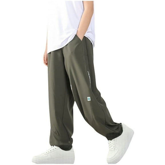 OGLCCG Boy's Sweatpants Wide Leg Lightweight Open Bottom Joggers Pants with Pockets Summer Thin Anti-Mosquito Pants 5-16 Years