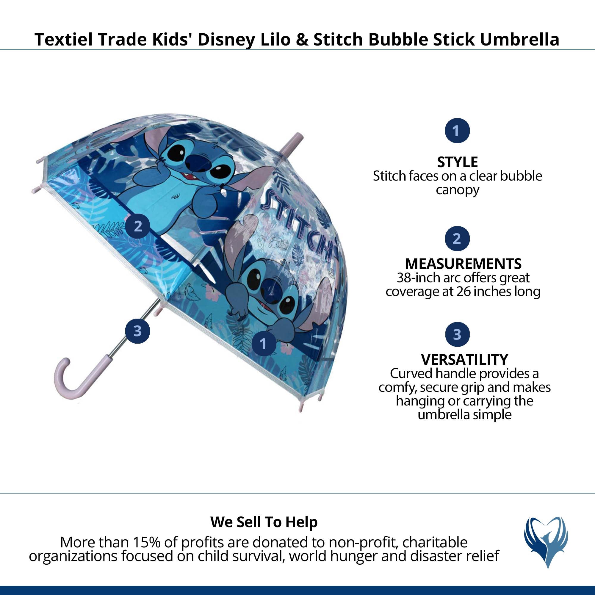 Textiel Trade Kids' Disney Lilo & Stitch Bubble Stick Umbrella