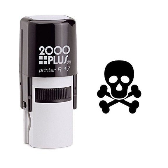 StampExpression - Skulls and Cross Bones Self Inking Rubber Stamp - Black Ink (W-6032)