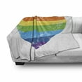 thumbnail image 3 of Vintage Rainbow Soft Flannel Fleece Blanket, Heart Shape with LGBT Flag Design Gay Pride Themed Image with Retro Effect, Cozy Plush for Indoor and Outdoor Use, 70" x 90", Multicolor, by Ambesonne, 3 of 6