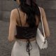 thumbnail image 4 of Tops cortos ajustados sin mangas, Top con corsé sin mangas para mujer, chaleco sin mangas con cuello cuadrado, chaleco sin mangas con cordones en la espalda, chaleco sin mangas de alta capacidad, 4 of 8