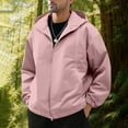 thumbnail image 2 of Iugvhana Men's Hooded Softshell Jacket Zip Up Casual Waterproof Windbreaker Lightweight Loose Outdoor Hiking Cycling Jackets Pink M, 2 of 7