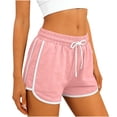 thumbnail image 1 of BLVB Womens Athletic Shorts Running Color Block Sweat Shorts Summer Gym Yoga Dance Shorts with Pockets and Drawstring, 1 of 6