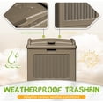 thumbnail image 4 of 33 Gallon Resin Outdoor  with Lid, Hideaway Waterproof  Garbage Bin, Coffee, 4 of 6