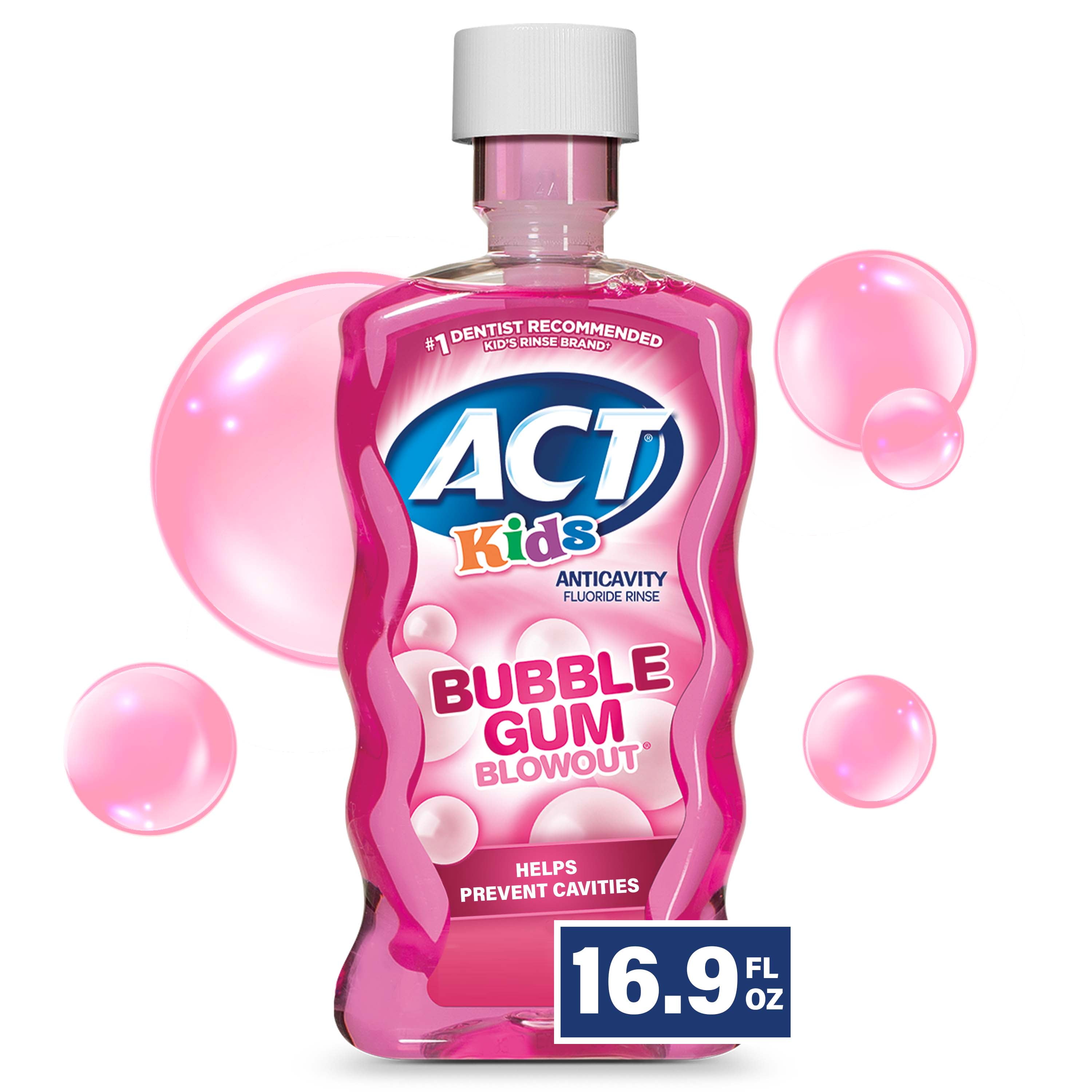 ACT Kids Anticavity Fluoride Rinse, Bubble Gum Blowout, 16.9 fl. oz.
