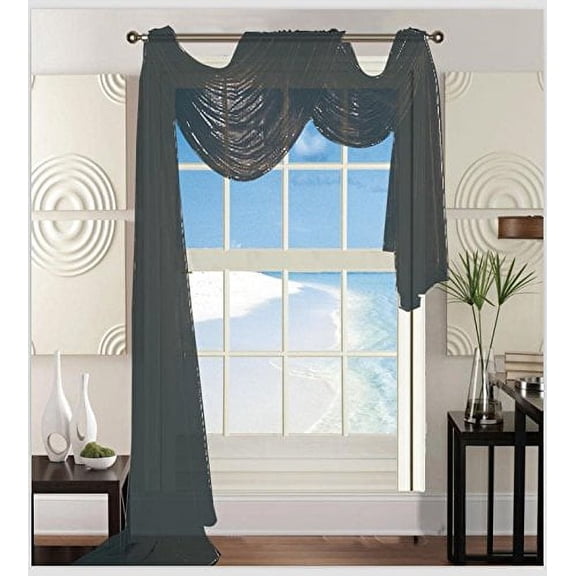 Elegant Comfort Beautiful Window Panel Curtain Sheer Voile Scarf 55" X 216" Grey
