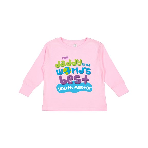 Inktastic My Daddy is the World’s Best Youth Pastor Boys or Girls Long Sleeve Toddler T-Shirt