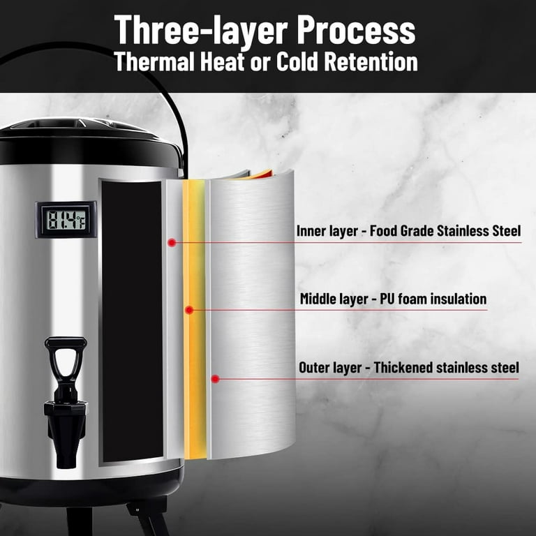 WantJoin Insulated Beverage Dispenser-75 Cup Hot&Cold water Urn for  Catering-Stainless Steel Premium 12 L/3.2 Gallon Hot Drink Dispenser with  Spigot
