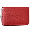thumbnail image 1 of Credit Bank Card Holder Rfid Blocking Genuine Leather Mini Credit Card Wallet Purse with Zipper Womens Small Id Compact Slim Blocked Zip Accordion Case Wallets for Women Men (Wine Red), 1 of 5