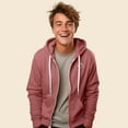 thumbnail image 3 of Dalix Smile Face Embroidered Zip Hoodie Fleece Long Sleeve Pocket Warm Soft Mens in Mauve M Medium, 3 of 5