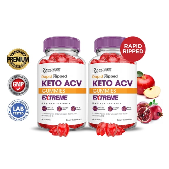 (2 Pack) Rapid Ripped Keto Extreme ACV Gummies 2000mg Dietary Supplement 120 Gummys