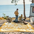 thumbnail image 6 of Lahome 8'x10' Outdoor RV Rug - Waterproof Reversible Orange Floral Straw Mat,Large Foldable Carpet for Backyard, Deck & Beach (Orange), 6 of 6