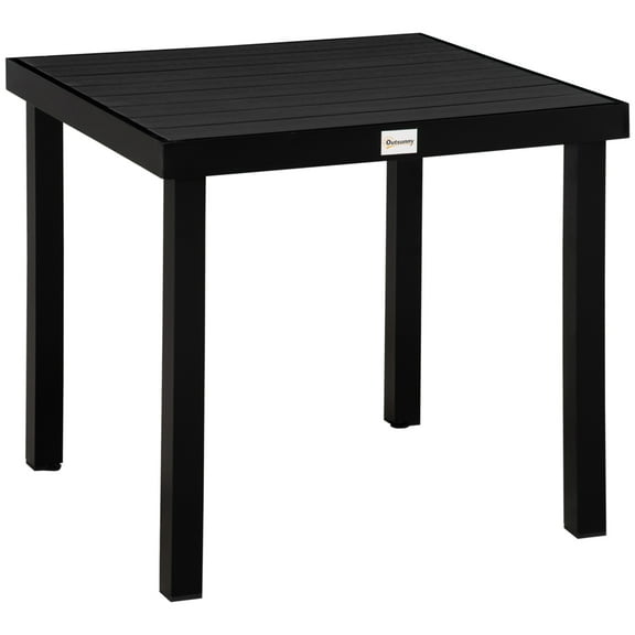 Miekor Furniture Outdoor Dining Table for 4 Person, Square, Aluminum Metal Legs for Garden, Lawn, Patio, Woodgrain Black 27744