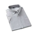 thumbnail image 3 of AHTJRT Mens Slim Fit Stretch Short Sleeve Button Down Dress Shirts with Spread Collar Business Casual Outfits Gray 2XL, 3 of 8