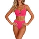 thumbnail image 2 of Trajes de baño para mujer, traje de baño de bikini de tirantes sin espalda de color liso para mujer, conjunto de bikini con bloques de color y hombros descubiertos, trajes de baño para mujer, trajes d, 2 of 6