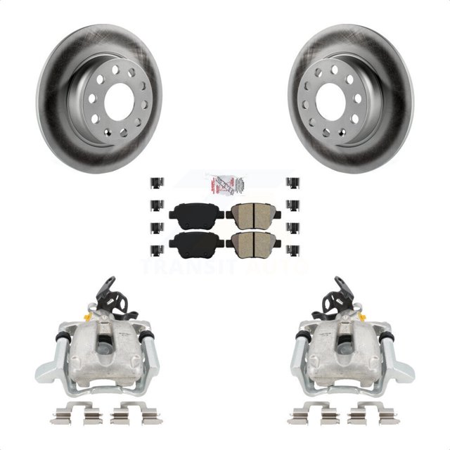 Transit Auto Rear Disc Brake Caliper Coated Rotors And Semi-Metallic Pads Kit For 2010 Volkswagen Jetta TDI Cup Edition with 2.0L DIESEL engine With 272mm Diameter Rotor KCG-100754N