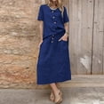thumbnail image 5 of AUNVITO Women's Short Sleeve Two Piece Set Pure Color Top and Skirt Casual and Comfortable Cotton Outfit, 5 of 7
