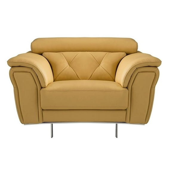 EK068 Yellow Color With Italian Leather Chair