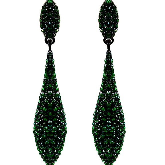 LULULION 1 Pair Dangle Water Drop Earrings Rhinestone Green Vintage Jewelry for Women