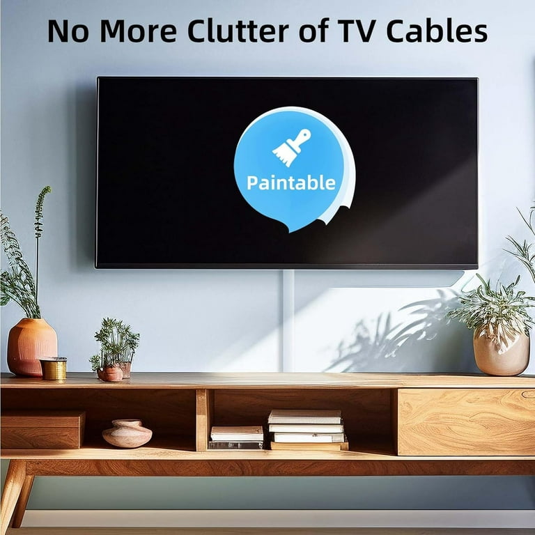 TV Cables Hider, Delamu 31.5 Cord Cover on Wall Hide TV Wires Latching  Paintable, White 