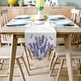thumbnail image 2 of Triangle Table Runners Long Purple Lavender Flowers Ink Painting Dresser Scarves Table Decoration for Wedding Party/Ceremony/Banquet Floral Dragonfly, 2 of 7