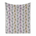thumbnail image 1 of Leaves Soft Flannel Fleece Throw Blanket, Abstract Leaves Wavy Lines and Dots, Cozy Plush for Indoor and Outdoor Use, 50" x 60", Mauve Multicolor, by Ambesonne, 1 of 5