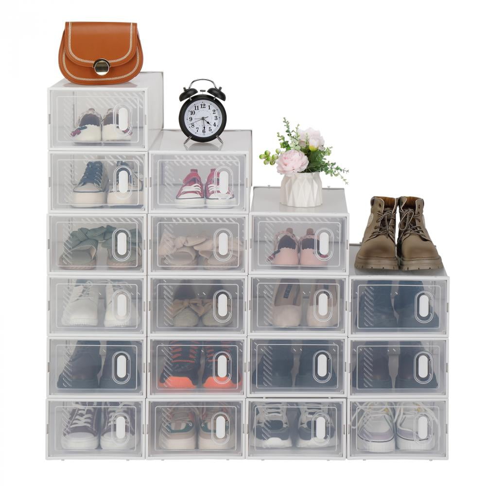 SAISTORY 6 Pack Shoe Boxes Clear Stackable, Large Shoe Storage Boxes, Space  Saving Acrylic Shoe Boxes, Foldable Shoe Container Boxes that Fits Up to