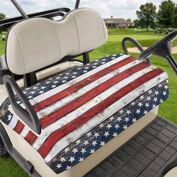 Golf Cart Seat Covers for 2 Seater,4th of July Microfiber Cart Seat Towel Blanket,Independence Day Blue Star Red Stripe Absorbent Breathable Non Slip Bench Seats Protector for Golf Course 51"x31"