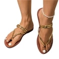 thumbnail image 3 of HTHLVMD Women's Gold Flip Flops, Strappy Flat Sandals, Women's Metallic Thong Flat Sandals - Strappy T-Strap Gladiator Sandals Dressy Gold Sandals for Party Wedding Evening, Gold 6.5, 3 of 9