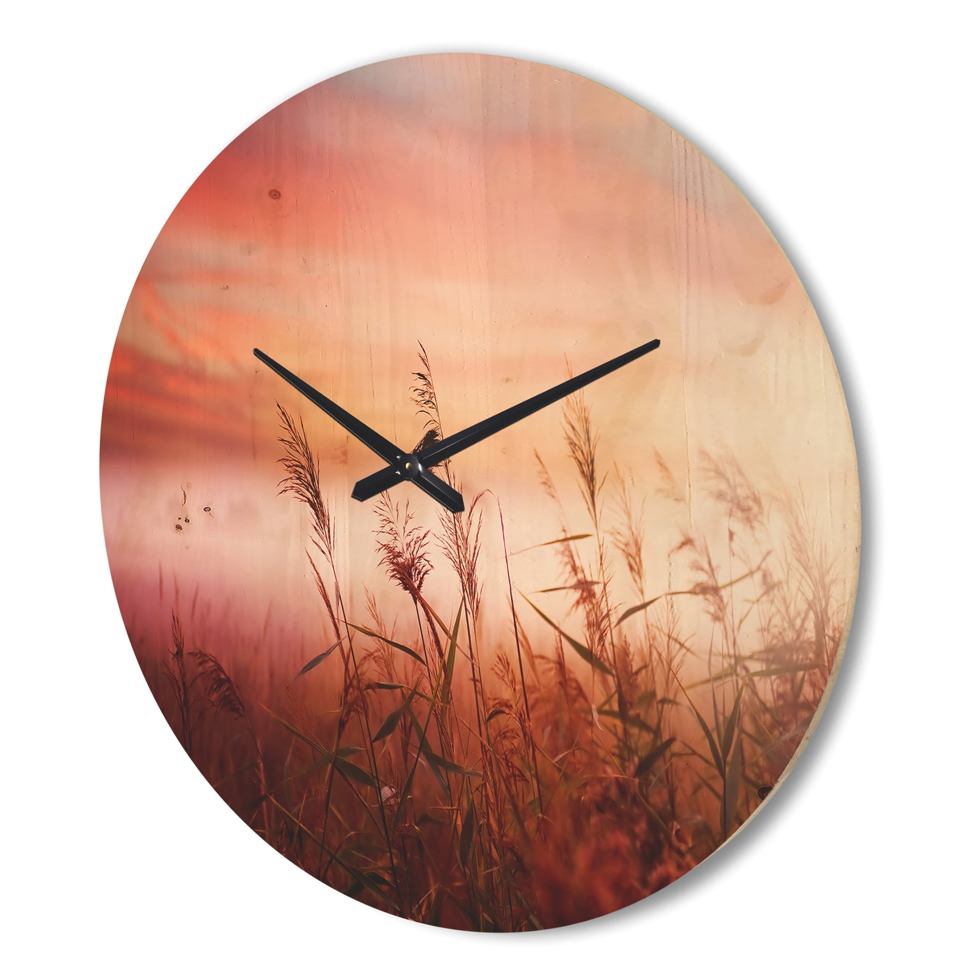 Designart 'Early Morning Mist With Foggy Land' Farmhouse Wood Wall Clock