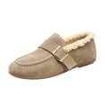 thumbnail image 3 of YOUYEDIAN Loafers for Women Winter Versatile Plush Belt Deco Slip On Flats Fashion Round Toe Comfortable Warm Casual Shoes, 3 of 5