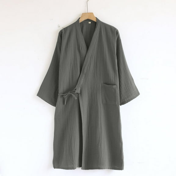 YueHuiYing Luxurious Mens Shawl Collar Plush Bathrobe Cozy Warm Bathrobe Long Robe With Pockets